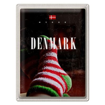 Cartel de chapa viaje 30x40cm Dinamarca calcetines acogedor invierno
