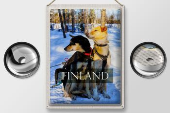 Signe en étain voyage 30x40cm, finlande, neige, hiver, chiens de forêt 2