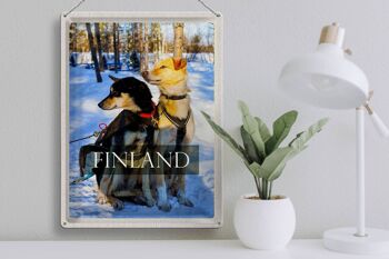 Signe en étain voyage 30x40cm, finlande, neige, hiver, chiens de forêt 3