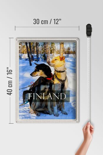Signe en étain voyage 30x40cm, finlande, neige, hiver, chiens de forêt 4