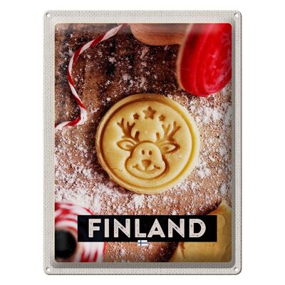 Cartel de chapa viaje 30x40cm Finlandia ciervos galletas Navidad