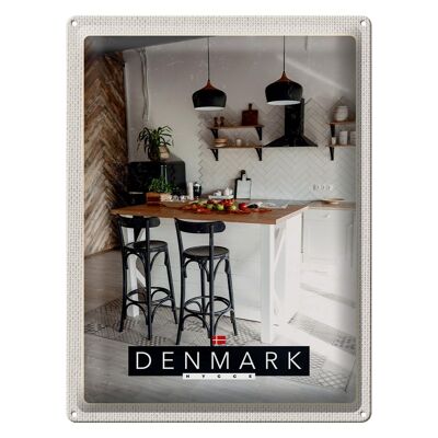 Cartel de chapa de viaje 30x40cm Dinamarca isla de cocina sillas alfombra