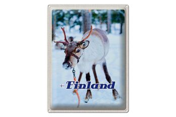 Panneau de voyage en étain, 30x40cm, forêt de cerfs de finlande, neige froide 1