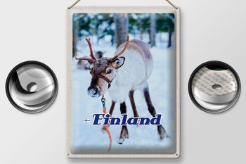 Panneau de voyage en étain, 30x40cm, forêt de cerfs de finlande, neige froide 2