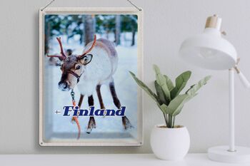 Panneau de voyage en étain, 30x40cm, forêt de cerfs de finlande, neige froide 3