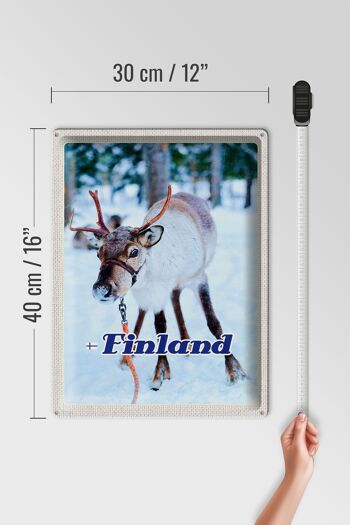 Panneau de voyage en étain, 30x40cm, forêt de cerfs de finlande, neige froide 4