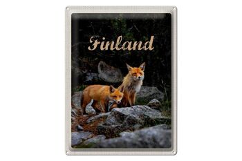 Signe en étain voyage 30x40cm, renards finlandais, animaux de la forêt, Nature 1