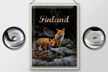 Signe en étain voyage 30x40cm, renards finlandais, animaux de la forêt, Nature 2