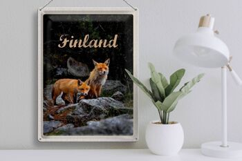 Signe en étain voyage 30x40cm, renards finlandais, animaux de la forêt, Nature 3