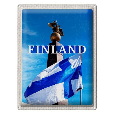 Cartel de chapa de viaje 30x40cm Finlandia Helsinki piedra águila dorada