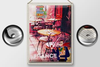 Chaises de peinture de restaurant du voyage 30x40cm France de signe d'étain 2
