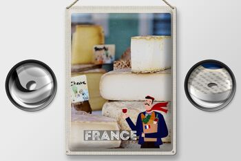 Plaque en tôle voyage 30x40cm France différents types de fromages 2