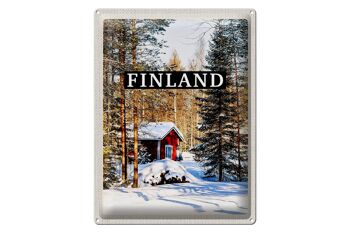 Panneau en étain voyage 30x40cm, Finlande, hiver, forêt de neige 1