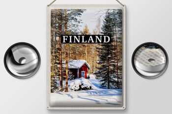 Panneau en étain voyage 30x40cm, Finlande, hiver, forêt de neige 2