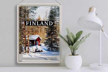 Panneau en étain voyage 30x40cm, Finlande, hiver, forêt de neige 3