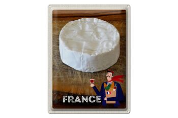Plaque en étain voyage 30x40cm, France, baguette au fromage camembert 1