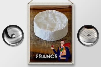 Plaque en étain voyage 30x40cm, France, baguette au fromage camembert 2