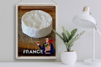Plaque en étain voyage 30x40cm, France, baguette au fromage camembert 3