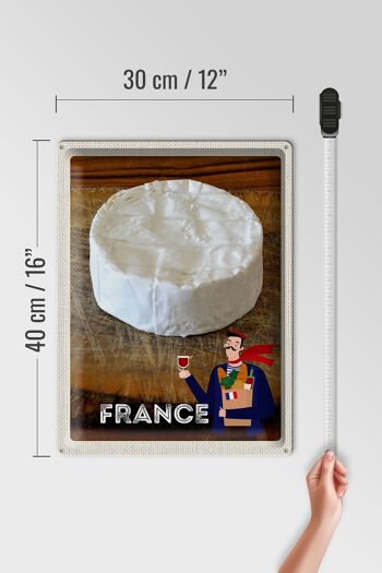 Plaque en étain voyage 30x40cm, France, baguette au fromage camembert 4