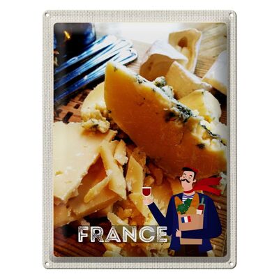 Plaque tôle voyage 30x40cm France fromages vin baguette