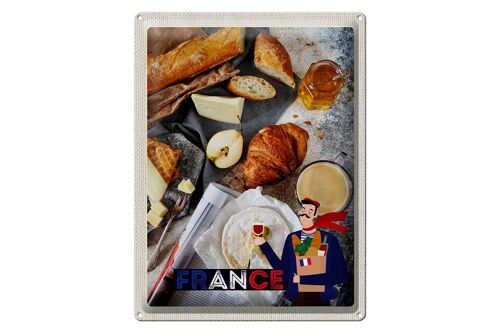 Blechschild Reise 30x40cm Frankreich Baguette Honig Schild