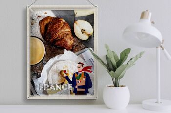 Plaque en tôle voyage 30x40cm France café croissant poire 3