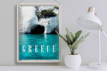 Signe en étain voyage 30x40cm, grèce mer plage pierre grotte vacances 3