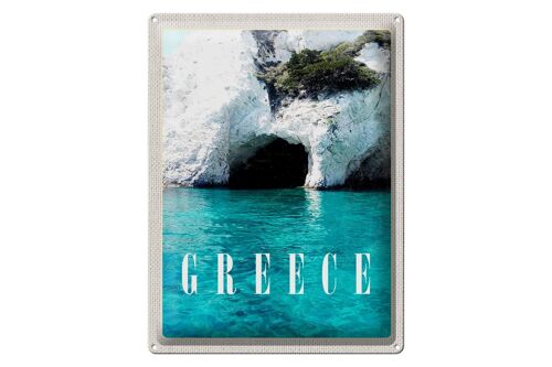 Blechschild Reise 30x40cm Greece Meer Strand Stein Höhle Urlaub