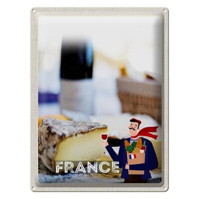 Cartel de chapa de viaje 30x40cm Francia molde queso croissant