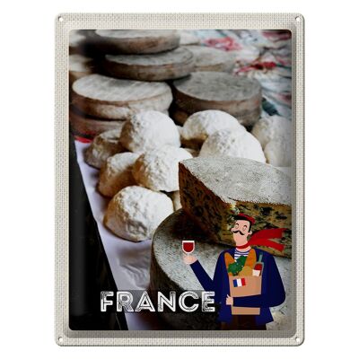Tin sign travel 30x40cm France cheese wine food