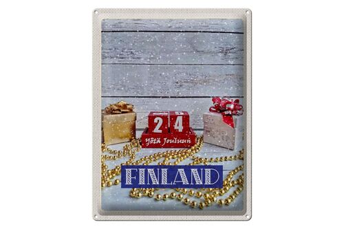 Blechschild Reise 30x40cm Finnland Weihnachten Yötä Jouluun