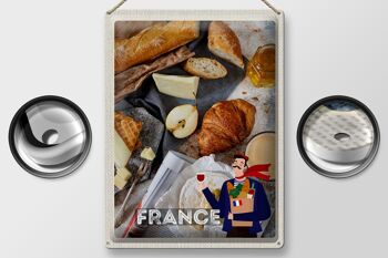 Plaque tôle voyage 30x40cm France Camembert Croissant Poire 2