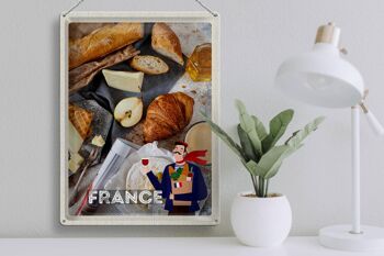 Plaque tôle voyage 30x40cm France Camembert Croissant Poire 3