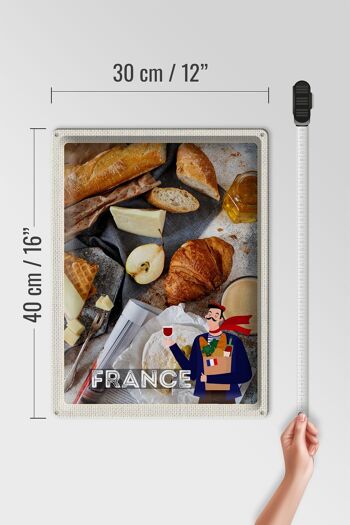 Plaque tôle voyage 30x40cm France Camembert Croissant Poire 4