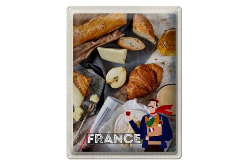 Blechschild Reise 30x40cm Frankreich Camembert Croissant Birne