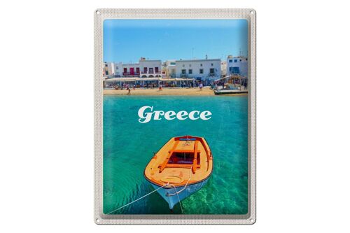 Blechschild Reise 30x40cm Greece Griechenland Meer Boot Strand