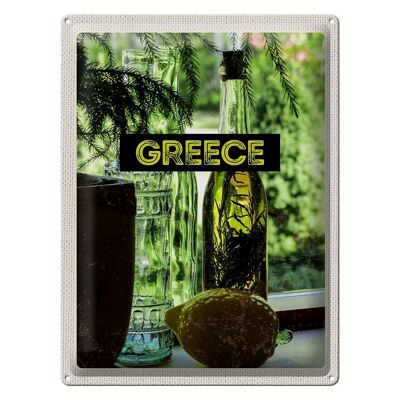 Plaque en tôle voyage 30x40cm Grèce bouteilles Grèce
