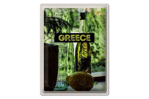 Blechschild Reise 30x40cm Greece Griechenland Flaschen