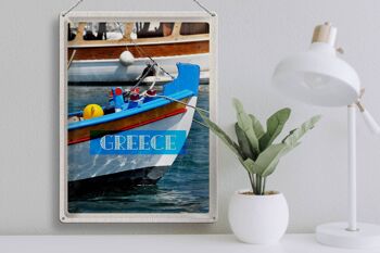 Panneau en étain voyage 30x40cm, grèce, bateau d'été, mer 3