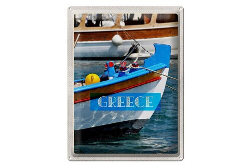 Blechschild Reise 30x40cm Greece Griechenland Sommer Boot Meer