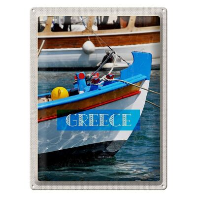 Cartel de chapa de viaje, 30x40cm, Grecia, verano, barco, mar