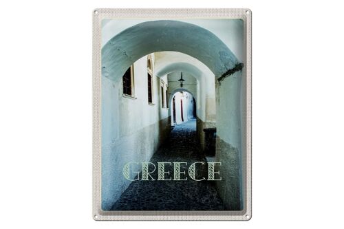 Blechschild Reise 30x40cm Greece Griechenland Durchgang Gebäude