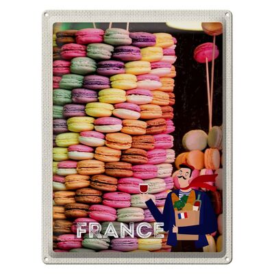 Targa in metallo da viaggio 30x40 cm Francia dolci macarons dolci