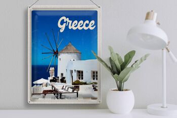 Plaque en tôle voyage 30x40cm Grèce Grèce maisons blanches 3