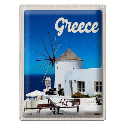 Plaque en tôle voyage 30x40cm Grèce Grèce maisons blanches