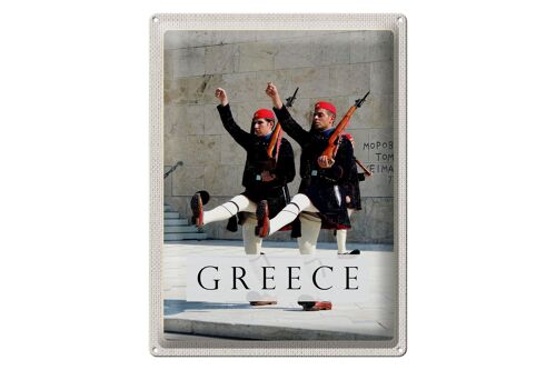 Blechschild Reise 30x40cm Greece Griechenland Soldaten Waffe Hut
