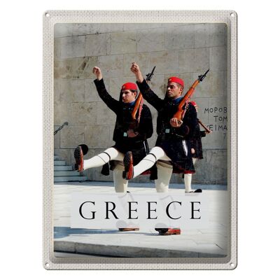 Cartel de chapa de viaje, 30x40cm, Grecia, soldados, arma, sombrero