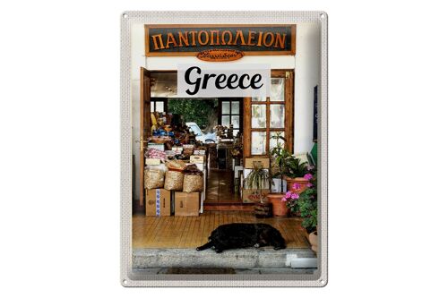 Blechschild Reise 30x40cm Greece Griechenland Hund Lebensmittel