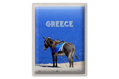 Blechschild Reise 30x40cm Greece Griechenland Esel Blick Meer