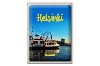 Panneau de voyage en étain, 30x40cm, Helsinki, finlande, bateau, grande roue 1